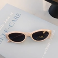 Kids vintage oval sunglasses in beige frame with dark UV400 protection lenses - Pink