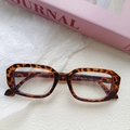 Lunettes de soleil hip hop à monture carrée en écaille de tortue pour les festivals - Léopard / Verres Clairs