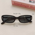 Fashionable black square sunglasses with silver heart rivets and dark gray lenses - Black and Gray