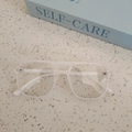 Retro transparent white double bridge aviator sunglasses for kids with oversized frame - Clear White