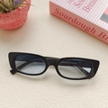 Retro square black sunglasses with light blue lenses for a vintage 2025 fashion look - Black and Blue