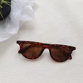 Retro leopard print square sunglasses with dark brown lenses for a stylish hip hop look - Tortoise Frame Tea Lens