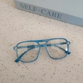 Fashionable kids aviator sunglasses with transparent blue frame and double bridge design - Transparent Blue