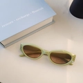 Vintage oval mint green kids sunglasses with amber lenses and UV400 protection - Green