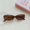 Retro amber brown square sunglasses with heart-shaped metal rivets and glossy finish - Transparent Dark Tea