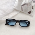 Hip-hop rectangle sunglasses with black frame and light blue translucent lenses - Black Frame Blue Lens