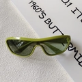 Y2K oversized neon green sports sunglasses with dark green visor-style lenses - Green