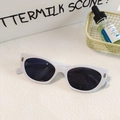 Retro white thick frame cat eye sunglasses with dark lenses and gold metal accents - Vintage Cat Eye with Gold Decoration (White 5)