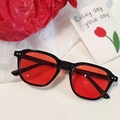 Retro irregular sunglasses featuring bright black frame and transparent red lenses - Black Frame Red Lens Square Style (Z3397)