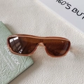 Y2K oversized wrap-around sunglasses with amber brown translucent frames and lenses - Champagne