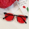 Retro irregular sunglasses with bold red lenses and black composite frame and metal rivets - Black Translucent Splicing Big Frame With Rivets Style (ZN3612)