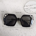 Kids black square sunglasses with rhinestone accents and 13cm width dimensions - Black