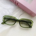 Translucent dark green rectangular sunglasses with grey gradient lenses in a trendy frame - Transparent Green