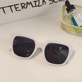 Chic retro white oval sunglasses with dark gray UV protection lenses for women and men - Vintage Square Round Thick Frame (White 7)