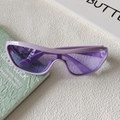 Y2K oversized sporty sunglasses featuring a purple frame with purple translucent lenses - Purple