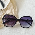 Fashionable oversized square sunglasses featuring black frames and purple gradient lenses - Black Frame Double Grey