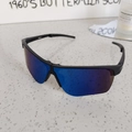 Foldable kids sports sunglasses with black frame and blue-purple gradient lenses - Black Frame Blue Mirrored Lens