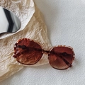Fashionable oversized sunglasses featuring amber tortoise frames and brown gradient lenses - Tortoise Pattern Tea Lens / Tortoise/Amber