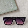 Fashionable square black frame sunglasses with purple gradient lenses on white background - Black Frame Purple Pink