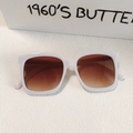 Chic white thick frame sunglasses with gradient brown lenses in retro oval square style - Gradient Square Frame Trendy Style (White 10)