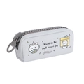 Large capacity canvas pencil case with big zipper and cute cartoon dog design - Gray