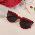 Lunettes de soleil œil-de-chat rouges translucides avec verres foncés sur fond blanc - Style Œil de Chat Grande Monture Affinante