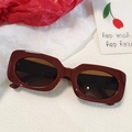 Lunettes de soleil rétro bordeaux à monture épaisse avec un design carré irrégulier - Style Rectangle Arrondi Monture Épaisse Rouge Bourgogne
