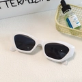 Chic white oval cat-eye sunglasses with thick frames and dark lenses for a retro look - Vintage Injection Molded Cat Eye (White 16)