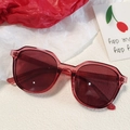 Lunettes de soleil rétro rouges géométriques avec monture oversize en résine - Style Géométrique Polygone Rétro Monture Rouge (ks9901)