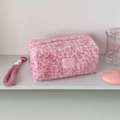 Roze luipaard pluche make-up tas met zachte textuur en handige polsband voor dames - Roze