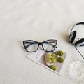 Modern cat eye blue light blocking glasses in transparent grey frame and black lenses - Black Frame Clear Lenses