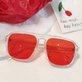 Lunettes de soleil aviateur rétro avec monture rouge transparente et verres teintés - Style Aviateur Surdimensionné Transparent Verres Rouges