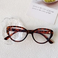 Montura de gafas cat-eye de moda con patrón de carey clásico y bisagras de metal - Estampado de leopardo