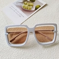 Fashionable oversized square sunglasses with a wide white frame and tinted brown lenses - Off White