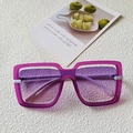 Fashionable oversized square sunglasses with purple translucent frames and gradient lenses - Purple