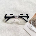 Occhiali anti luce blu con montatura bicolore bianco e nero e bordo trasparente - Nero+Bianco