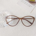 Cat-Eye-Brillengestell in transparentem Braun aus schickem Harz für Damen - Katzenauge (77122) / Sandfarben