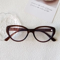 Montura de gafas retro cat-eye marrón ámbar con textura transparente de moda - Marrón Té Transparente