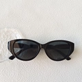 Lunettes de soleil œil de chat vintage classiques en noir brillant avec verres foncés - Noir