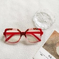 Montatura occhiali quadrata rossa alla moda con dettagli leopardati e lenti anti-luce blu - Rosso Arancio