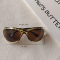 Lunettes de soleil ovales dorées avec verres bruns et monture de 14,5 cm de large - Monture Noire Bord Doré Lentille Thé