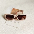 Gafas de sol rectangulares retro con montura beige y lentes degradadas marrones vintage - Blanco Roto