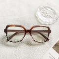 Chic dark brown tortoiseshell square eyewear frames with retro oversized design - Brown
