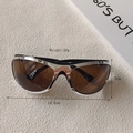 Lunettes de soleil Y2K monture ovale argentée, verres bruns et largeur de 14,5 cm - Monture Noire Bord Argenté Lentille Thé