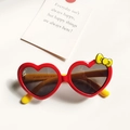Polarisierte Herz-Sonnenbrille für Kinder in Rot mit gelben Bügeln und Schleife - Rot (Gelbe Schleife)