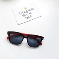 Polarized kids sunglasses in black and red square frame with flexible silicone legs - Black (Black Frame Red Legs)