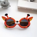 Orange giraffe cartoon polarized sunglasses for kids with black spot patterns - Red
