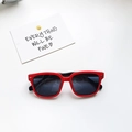 Chic red square polarize sunglasses for kids with sleek glossy finish and dark lenses - Red