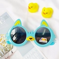Occhiali da sole polarizzati a gatto blu per bambini con orecchie gialle e lenti grigie - Blu