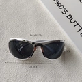 Modern white frame Y2K oval sunglasses with silver trim and dark lenses for women - White Frame Gray Lens